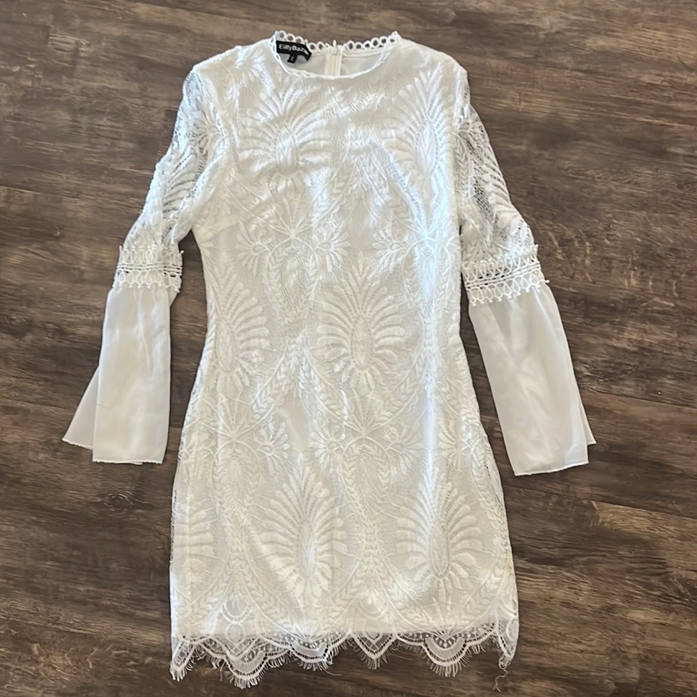 Long sleeve white lace dress
